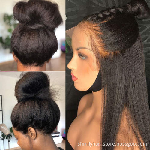 Wholesale Natural Color Kinky Straight HD Lace Front Wig Human Hair Wigs Fast Shipping Remy Virgin Human Hair Full Lace Wigs